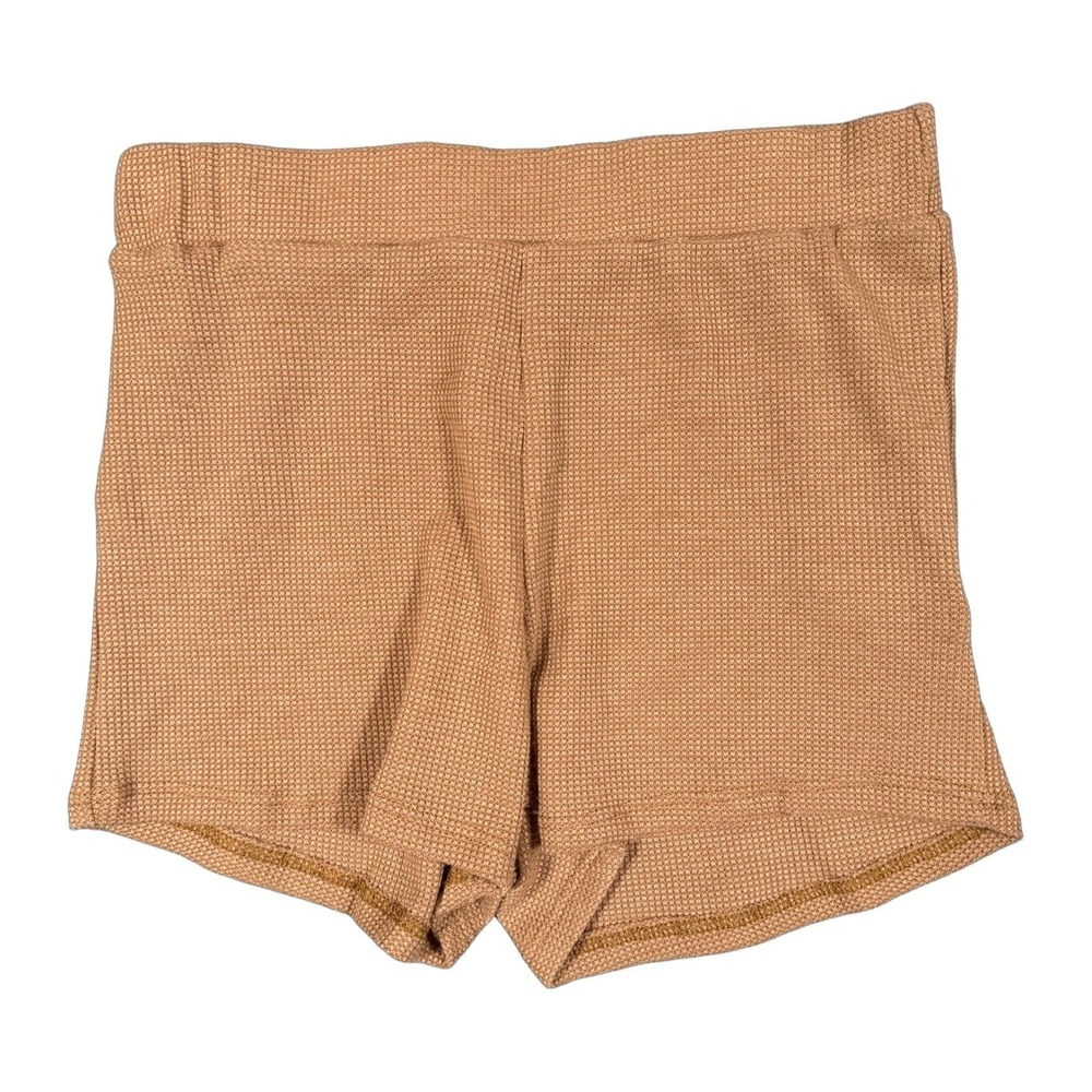Amable Womens Waffle Knit Lounge Shorts Rust Brown High Rise AST622 Small